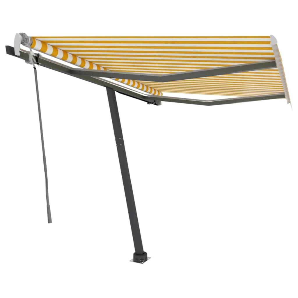 Luifel Handmatig Uittrekbaar Met Led 300 x 250 cm Geel en wit