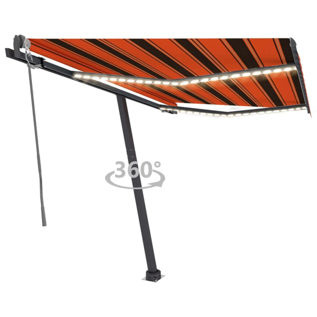 Luifel Automatisch Met Led Windsensor Oranje Bruin 300 x 250 cm Multikleur