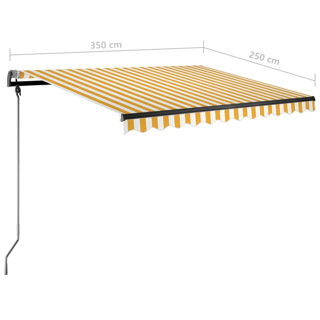 Luifel Vrijstaand Handmatig Uittrekbaar 350 x 250 cm Geel en wit