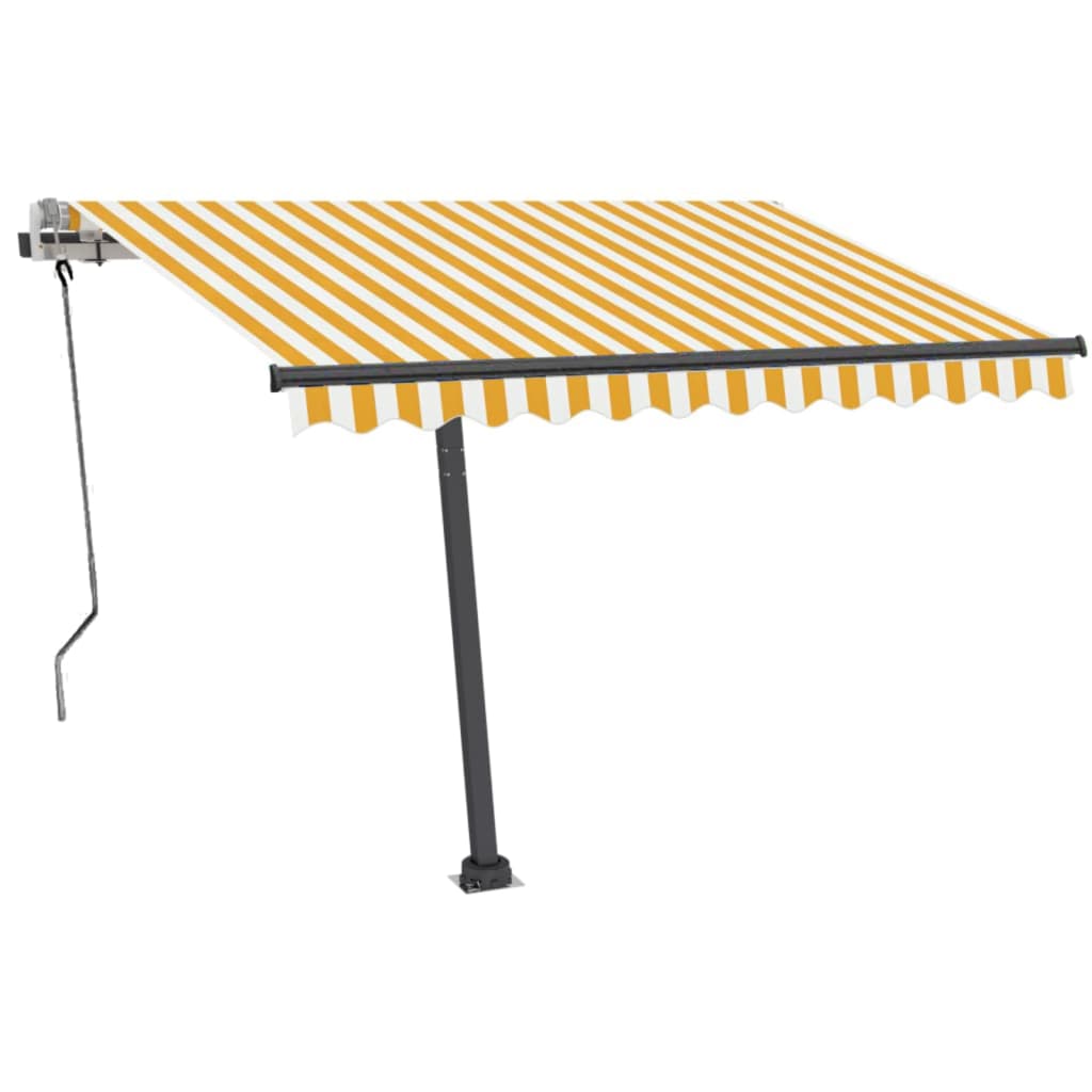 Luifel Vrijstaand Handmatig Uittrekbaar 350 x 250 cm Geel en wit