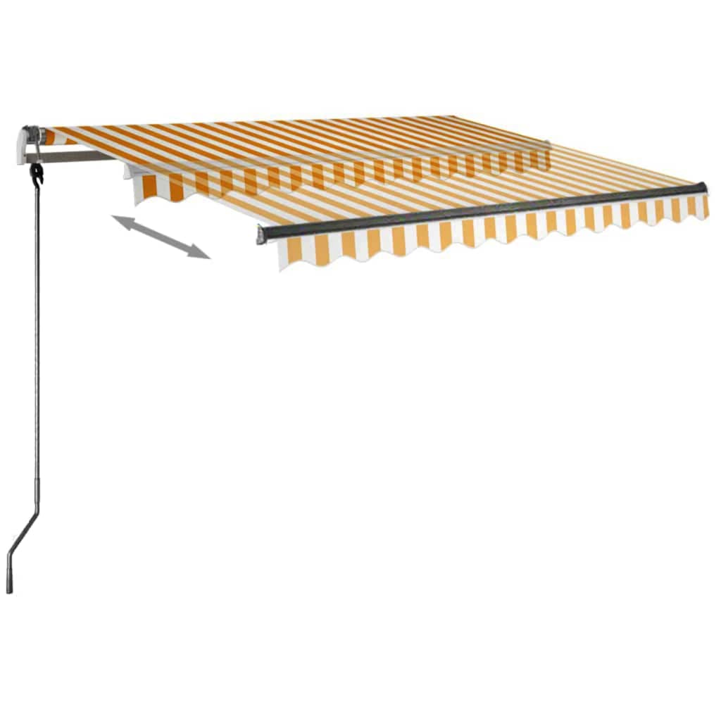Luifel Vrijstaand Handmatig Uittrekbaar 350 x 250 cm Geel en wit