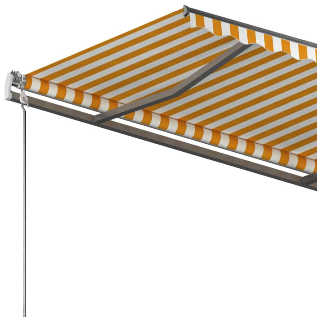 Luifel Vrijstaand Handmatig Uittrekbaar 350 x 250 cm Geel en wit