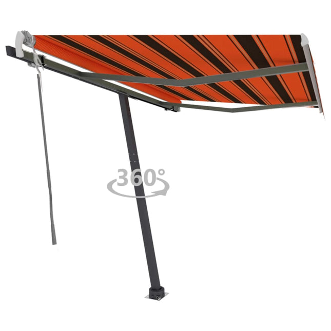 Luifel Vrijstaand Handmatig Uittrekbaar Oranje Bruin 350 x 250 cm Multikleur