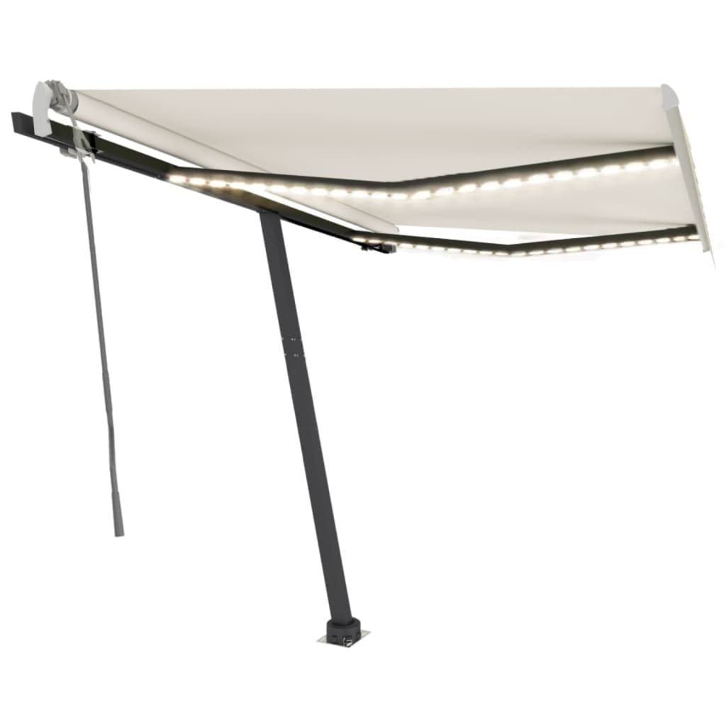 Luifel Handmatig Uittrekbaar Met Led Kleurig 350 x 250 cm Crème