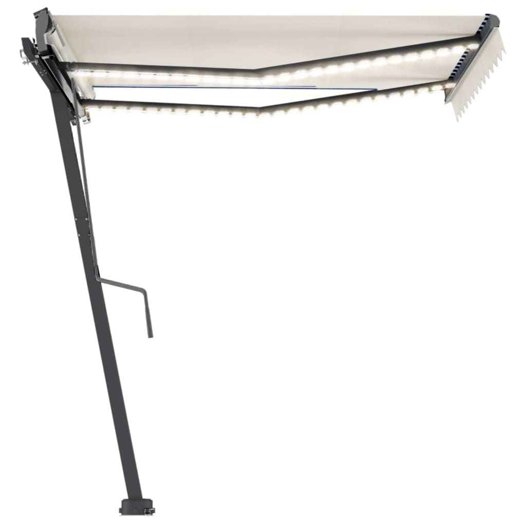 Luifel Handmatig Uittrekbaar Met Led Kleurig 350 x 250 cm Crème