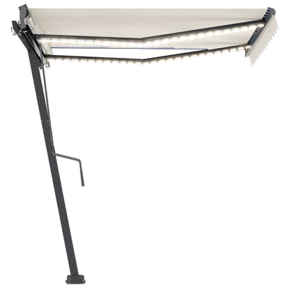 Luifel Handmatig Uittrekbaar Met Led Kleurig 350 x 250 cm Crème