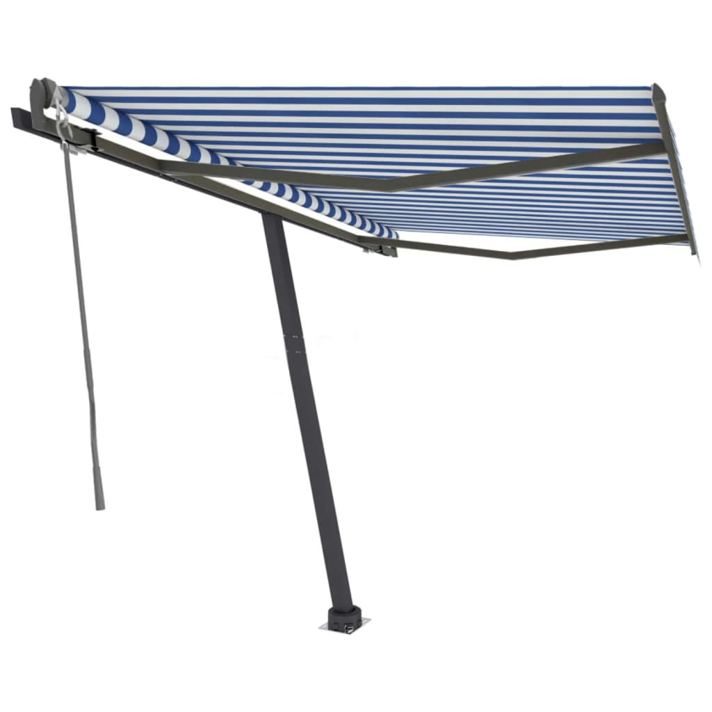 Luifel Vrijstaand Automatisch 350 x 250 cm Blauw en wit