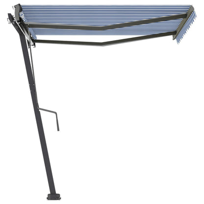 Luifel Vrijstaand Automatisch 350 x 250 cm Blauw en wit