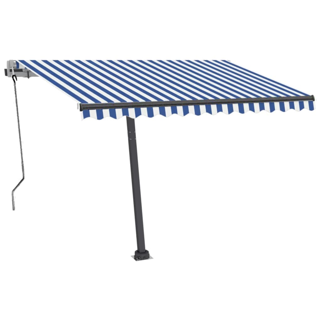 Luifel Vrijstaand Automatisch 350 x 250 cm Blauw en wit