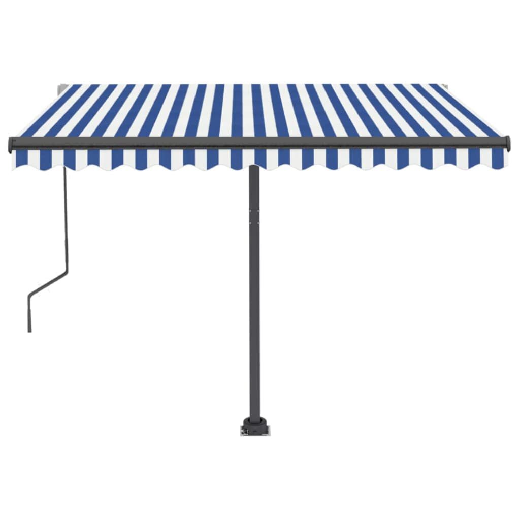 Luifel Vrijstaand Automatisch 350 x 250 cm Blauw en wit