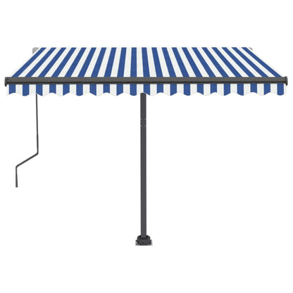 Luifel Vrijstaand Automatisch 350 x 250 cm Blauw en wit