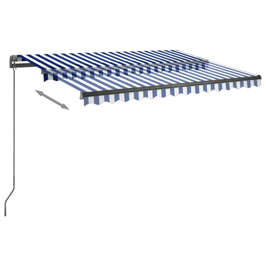 Luifel Vrijstaand Automatisch 350 x 250 cm Blauw en wit