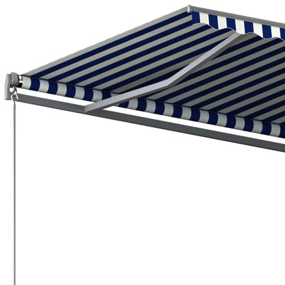 Luifel Vrijstaand Automatisch 350 x 250 cm Blauw en wit