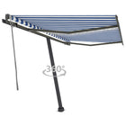 Luifel Automatisch Met Led En Windsensor 350 x 250 cm Blauw en wit