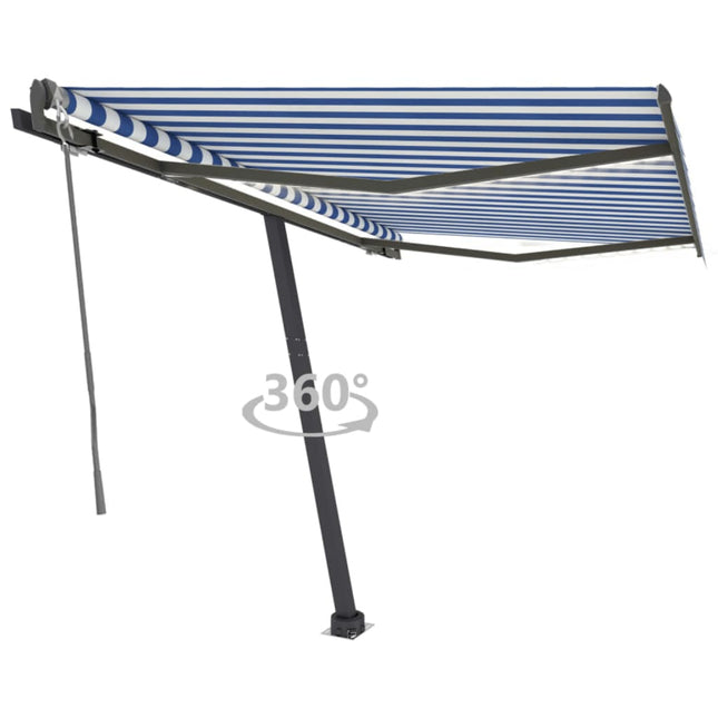 Luifel Automatisch Met Led En Windsensor 350 x 250 cm Blauw en wit