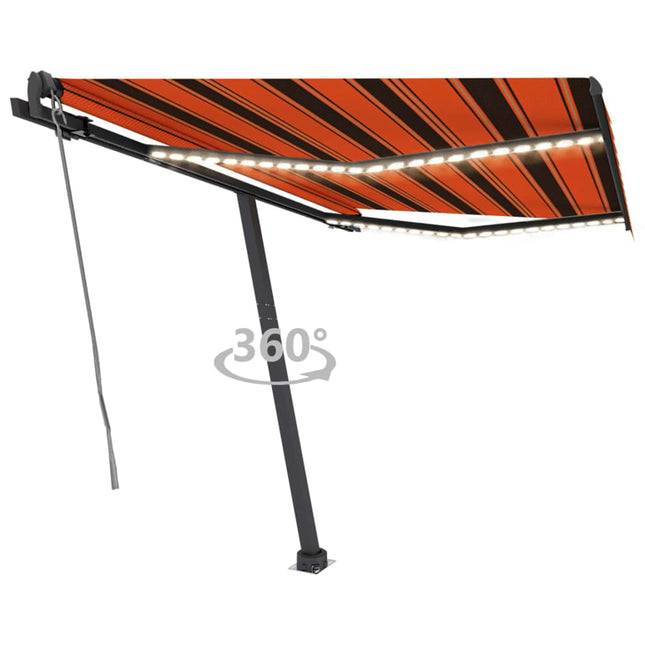 Luifel Automatisch Met Led Windsensor Oranje Bruin 350 x 250 cm Multikleur