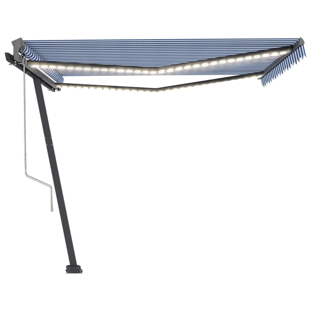 Luifel Automatisch Met Led En Windsensor 400X300Cm 400 x 300 cm Blauw en wit