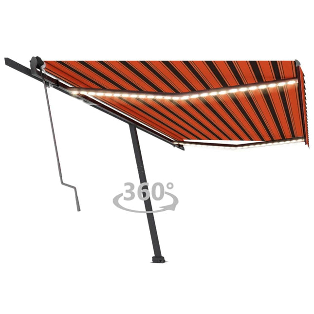 Luifel Automatisch Met Led Windsensor 500X300 Cm Oranje Bruin 500 x 300 cm Multikleur