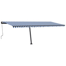 Luifel Automatisch Met Led En Windsensor 600 x 300 cm Blauw en wit