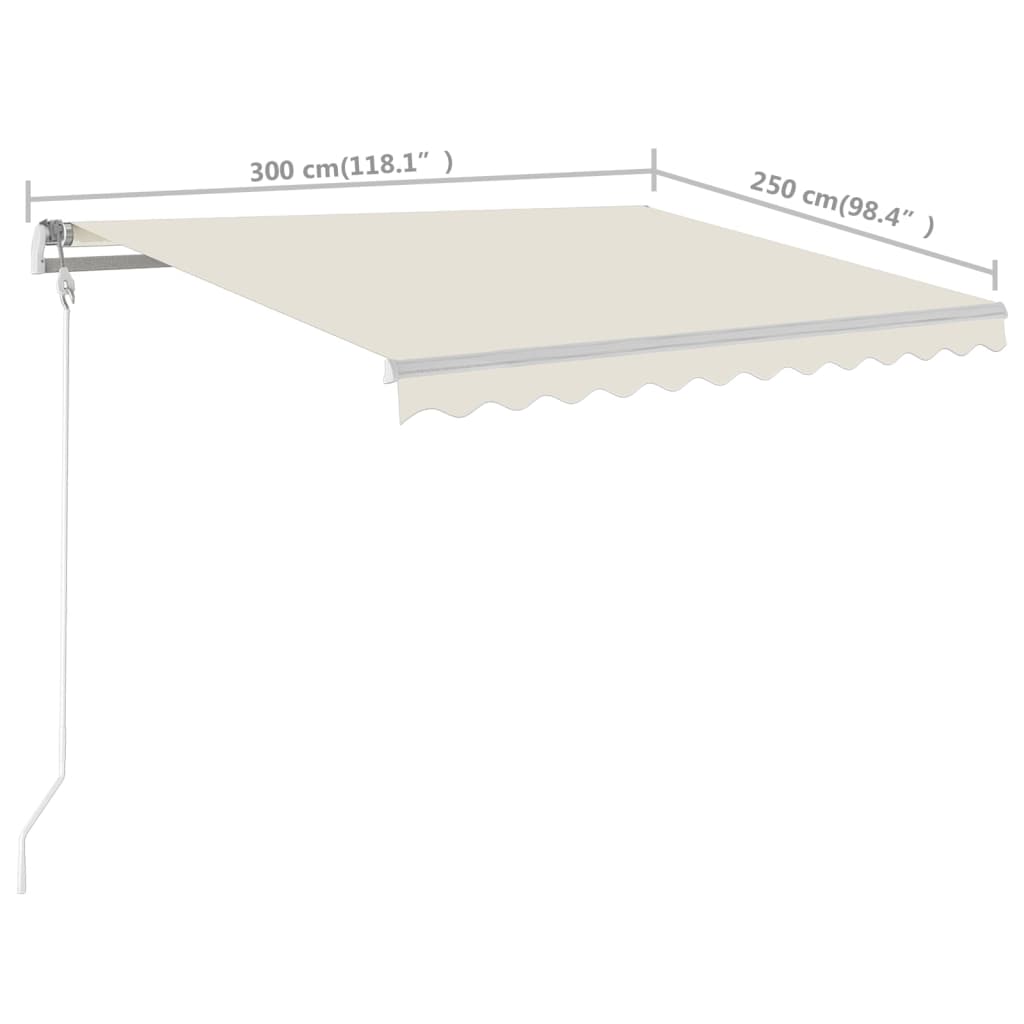 Luifel Handmatig Uittrekbaar Met Palen 3X2,5 M Kleurig 3 x 2.5 m Crème