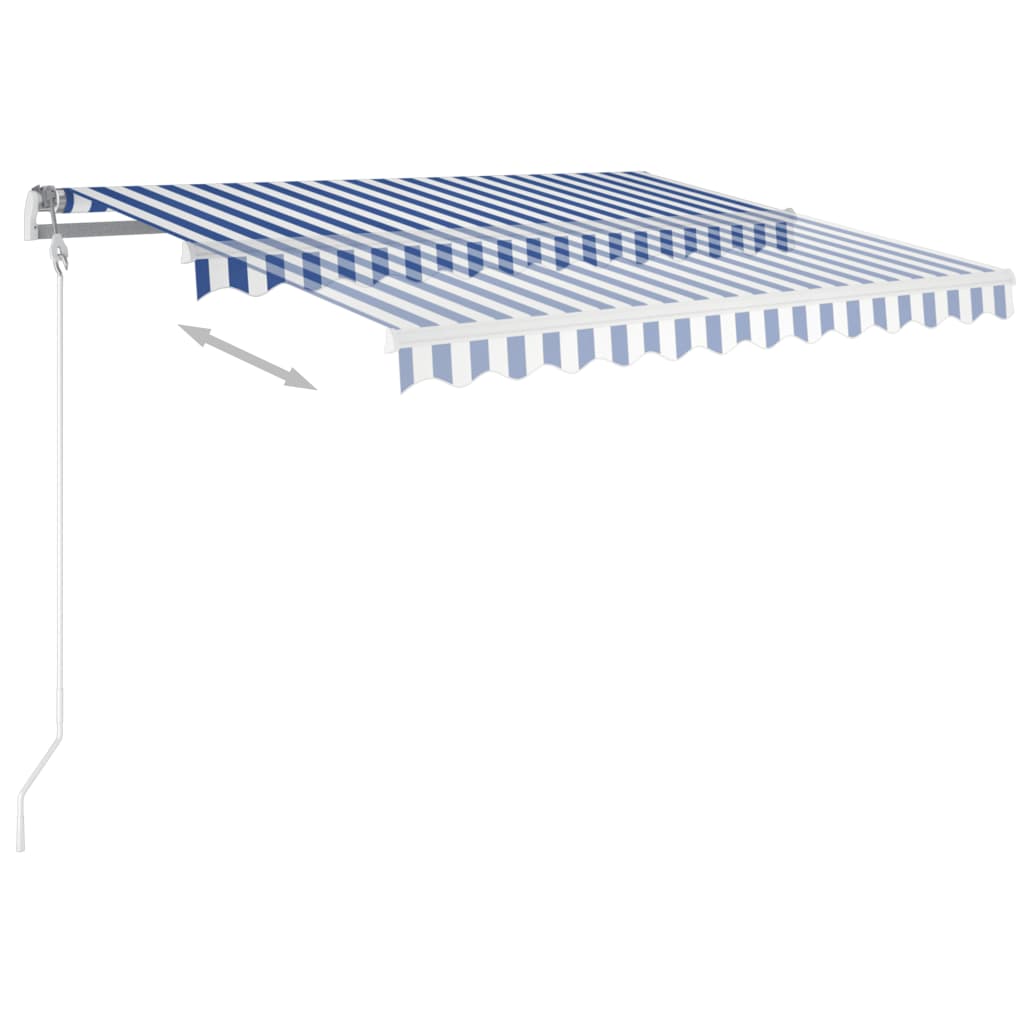 Luifel Handmatig Uittrekbaar Met Led 3X2,5 M 3 x 2.5 m Blauw en wit