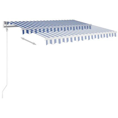 Luifel Handmatig Uittrekbaar Met Led 3X2,5 M 3 x 2.5 m Blauw en wit