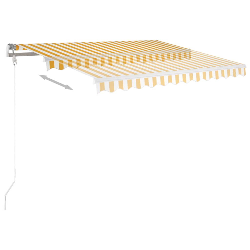 Luifel Handmatig Uittrekbaar Met Led 3X2,5 M 3 x 2.5 m Geel en wit