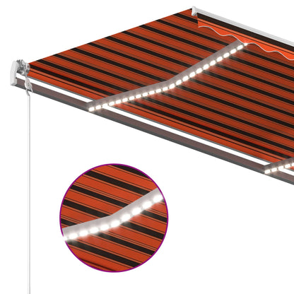 Luifel Handmatig Uittrekbaar Met Led 3X2,5 M Oranje En Bruin 3 x 2.5 m Multikleur