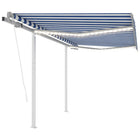 Luifel automatisch 3x2,5 m blauw wit met LED en windsensor