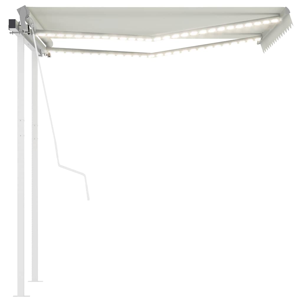 Luifel automatisch met LED en windsensor 3x2,5 m crèmekleurig