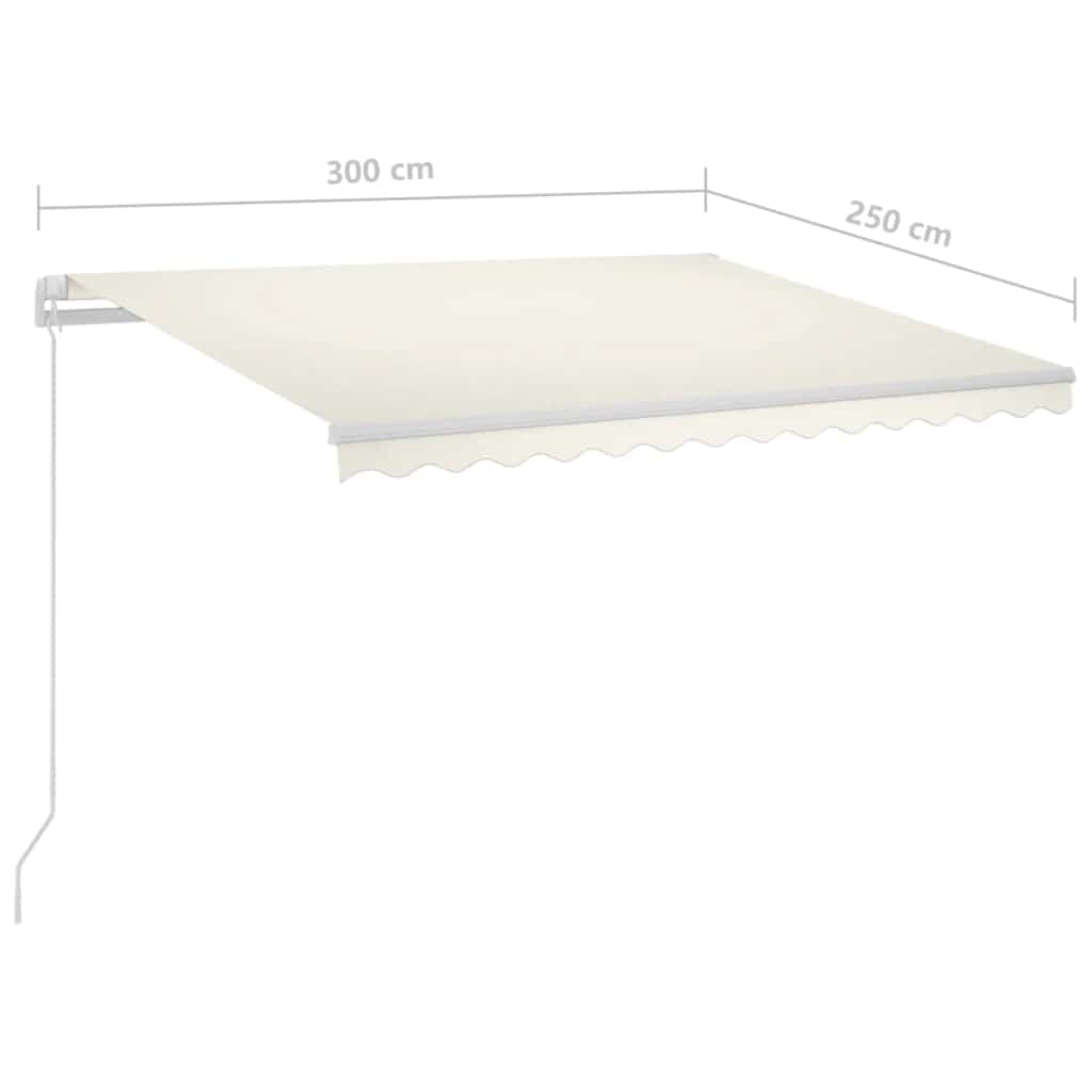 Luifel automatisch met LED en windsensor 3x2,5 m crèmekleurig