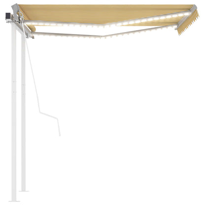 Luifel automatisch met LED en windsensor 3x2,5 m geel en wit