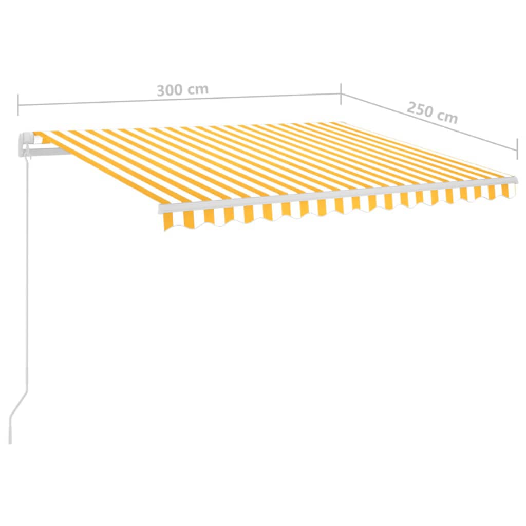 Luifel automatisch met LED en windsensor 3x2,5 m geel en wit