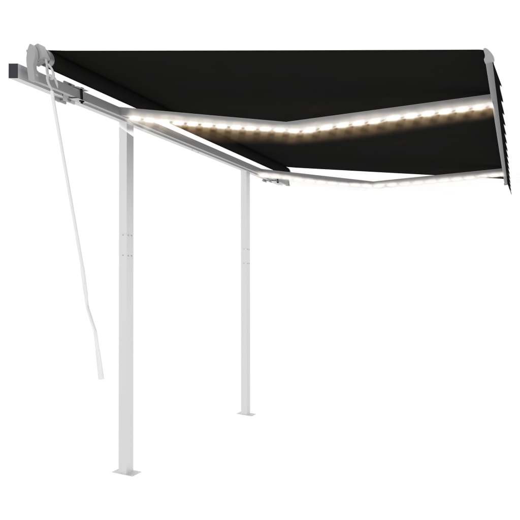 Luifel automatisch met LED en windsensor 3x2,5 m antracietkleur