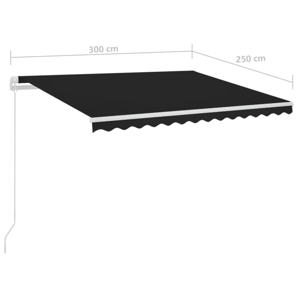Luifel automatisch met LED en windsensor 3x2,5 m antracietkleur