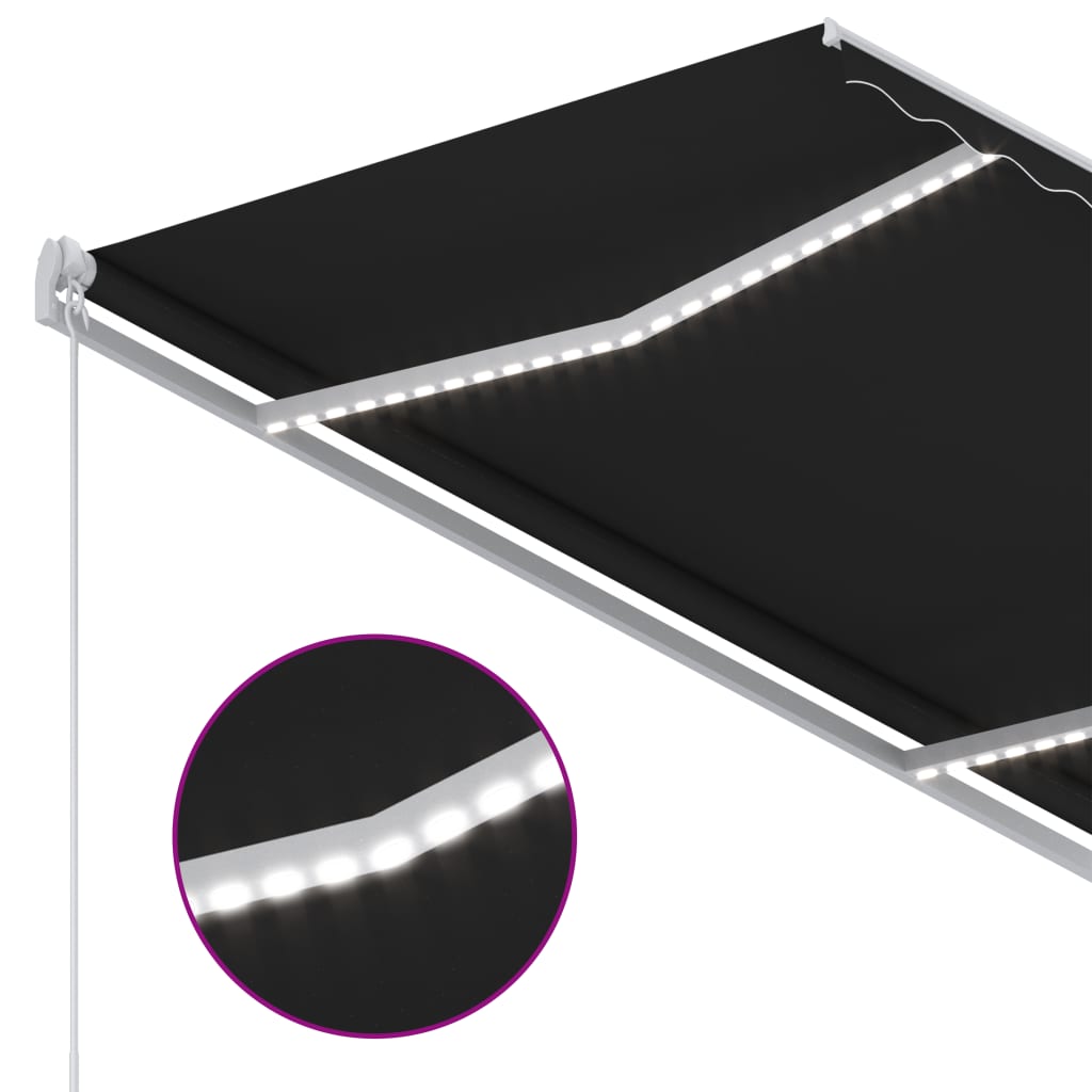 Luifel automatisch met LED en windsensor 3x2,5 m antracietkleur