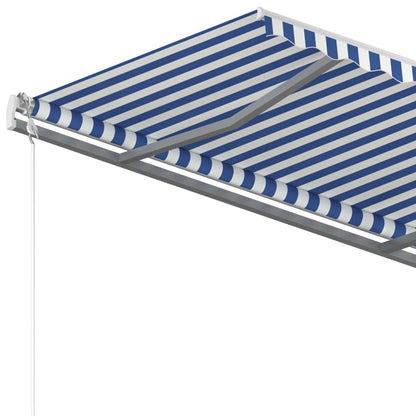 Luifel handmatig uittrekbaar met palen 3,5x2,5 m blauw en wit