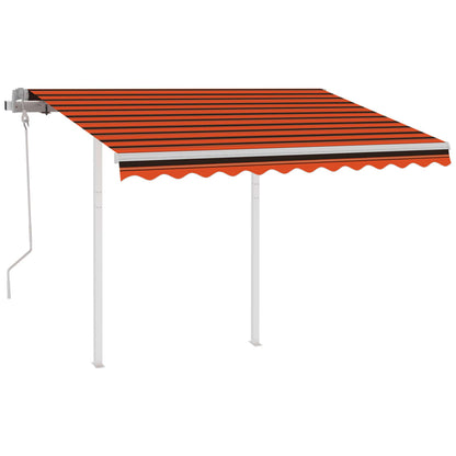 Luifel Handmatig Uittrekbaar Met Palen 3,5X2,5 M Oranje En Bruin 3.5 x 2.5 m Multikleur