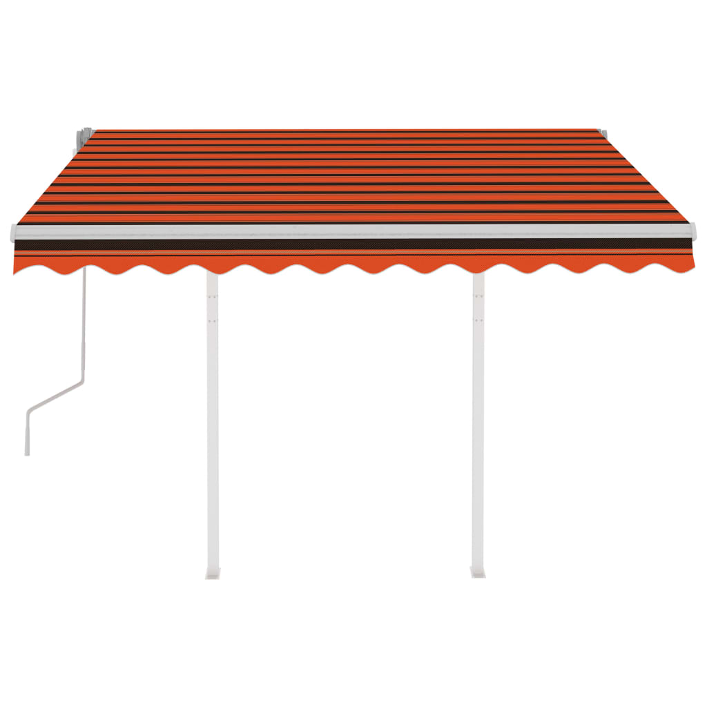 Luifel Handmatig Uittrekbaar Met Palen 3,5X2,5 M Oranje En Bruin 3.5 x 2.5 m Multikleur