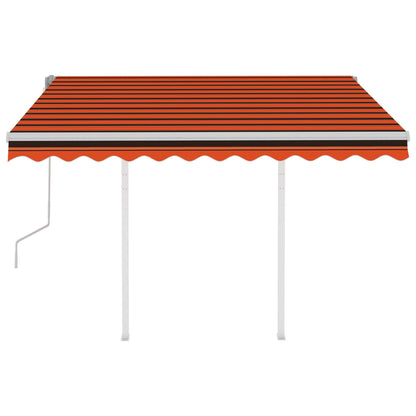 Luifel Handmatig Uittrekbaar Met Palen 3,5X2,5 M Oranje En Bruin 3.5 x 2.5 m Multikleur