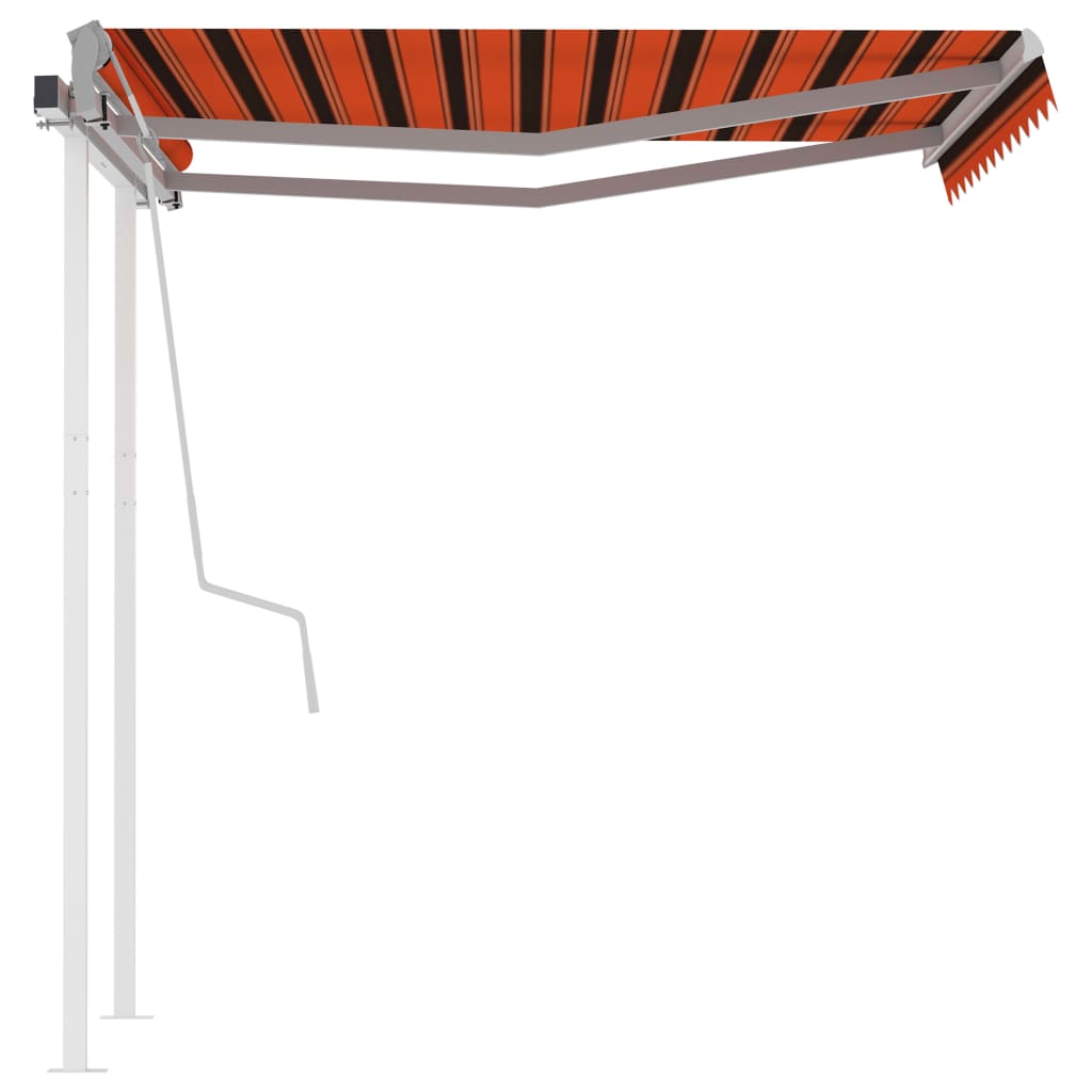 Luifel Handmatig Uittrekbaar Met Palen 3,5X2,5 M Oranje En Bruin 3.5 x 2.5 m Multikleur