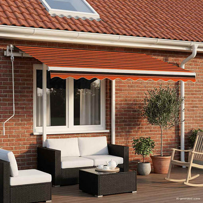 Luifel handmatig uittrekbaar met LED 3,5x2,5 m oranje en bruin