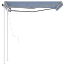 Luifel Automatisch Uittrekbaar Met Palen 3,5X2,5 M 3.5 x 2.5 m Blauw en wit