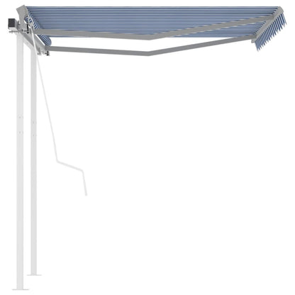 Luifel automatisch uittrekbaar met palen 3,5x2,5 m blauw en wit