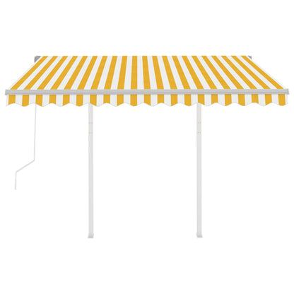 Luifel Automatisch Uittrekbaar Met Palen 3,5X2,5 M 3.5 x 2.5 m Geel en wit