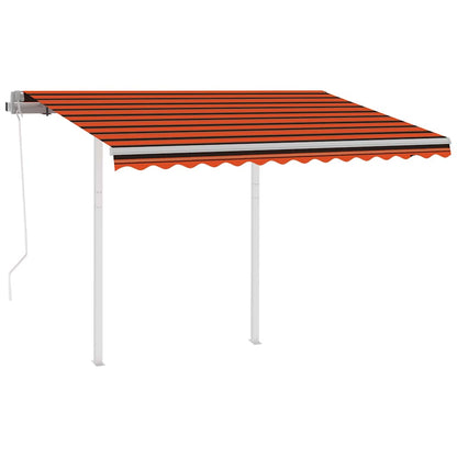 Luifel automatisch uittrekbaar met palen 3,5x2,5 m oranje bruin