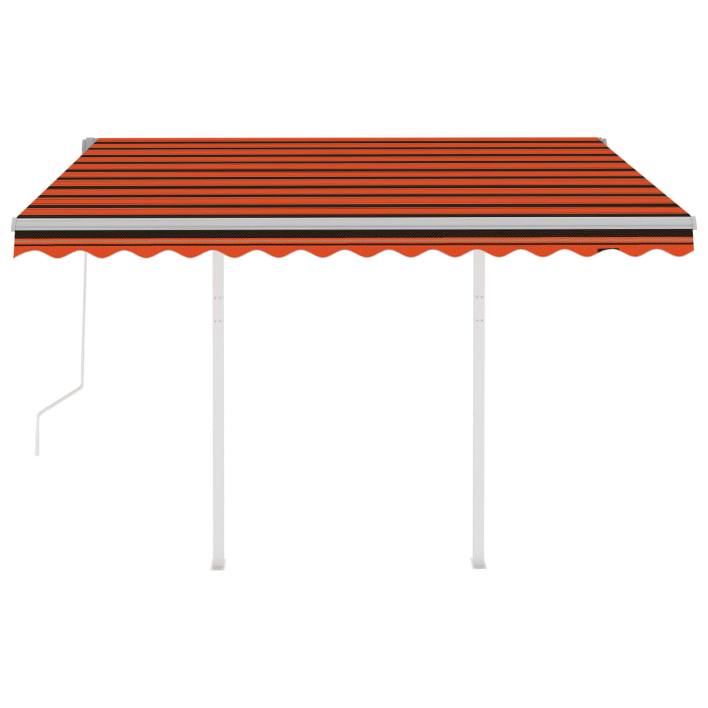 Luifel automatisch uittrekbaar met palen 3,5x2,5 m oranje bruin