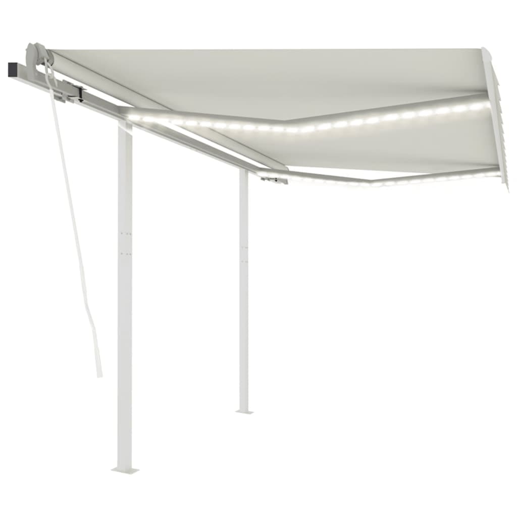 Luifel automatisch met LED en windsensor 3,5x2,5 m crèmekleurig