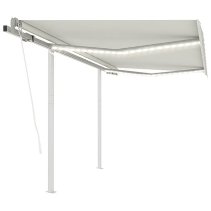 Luifel automatisch met LED en windsensor 3,5x2,5 m crèmekleurig