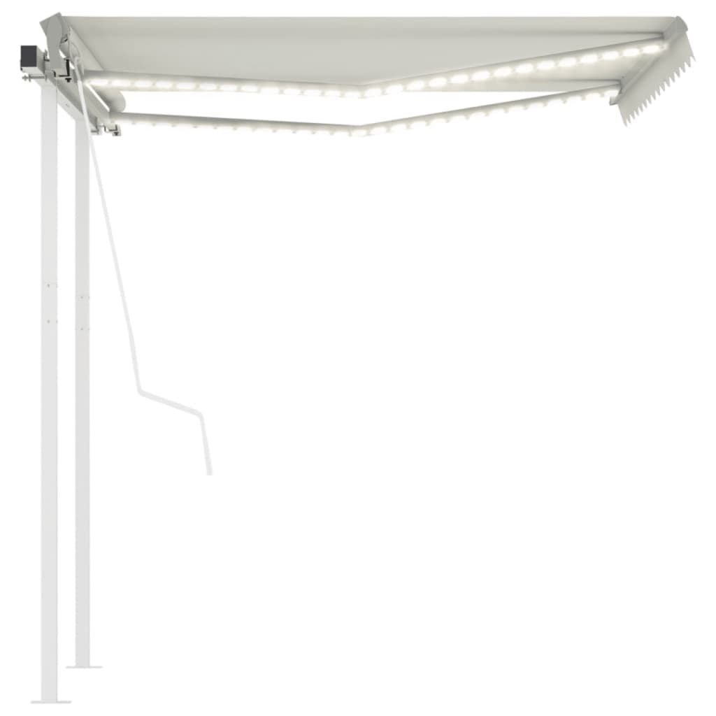 Luifel automatisch met LED en windsensor 3,5x2,5 m crèmekleurig